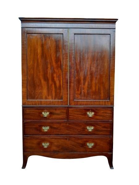 An Antique George III Mahogany Linen Press