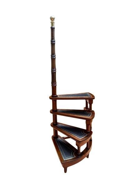 An Antique Set Of Edwardian Library Steps With Tooled Leather
