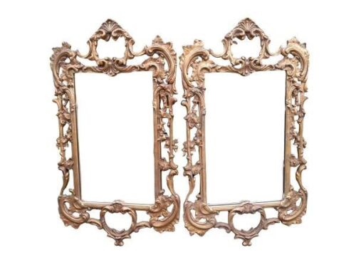 A 20th Century Pair Of French Ornately Carved Rococo Style Giltwood
