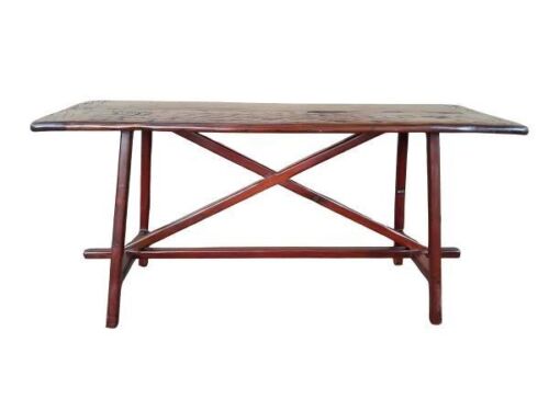 A 20TH Century Hardwood Trestle Table