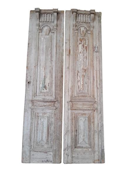 An Antique 19th Century French Pair Of Decorative Panelled Doors: : (Can Be Used Decoratively On Either Side Of A Mirror On A Wall)