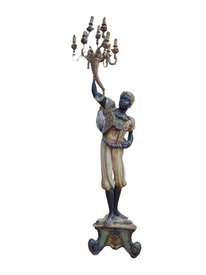 A Circa 1900 Original Blackamoor Torchere Candelabra