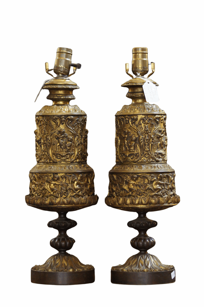 Pair Grand Tour Raised Lamps