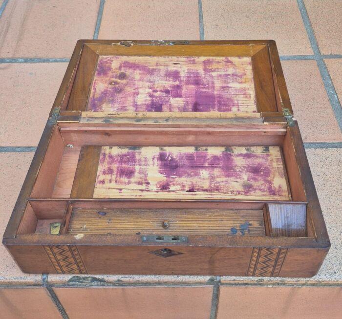 Antique 19Th Century Tunbridge Writing Slope / Box ND - Image 5