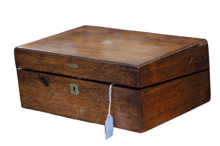 Antique 1800 Inkwell Mahogany Writing Slope / Box