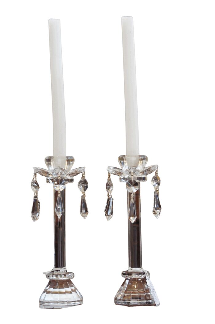 Pair Crystal Candlesticks With Prisms