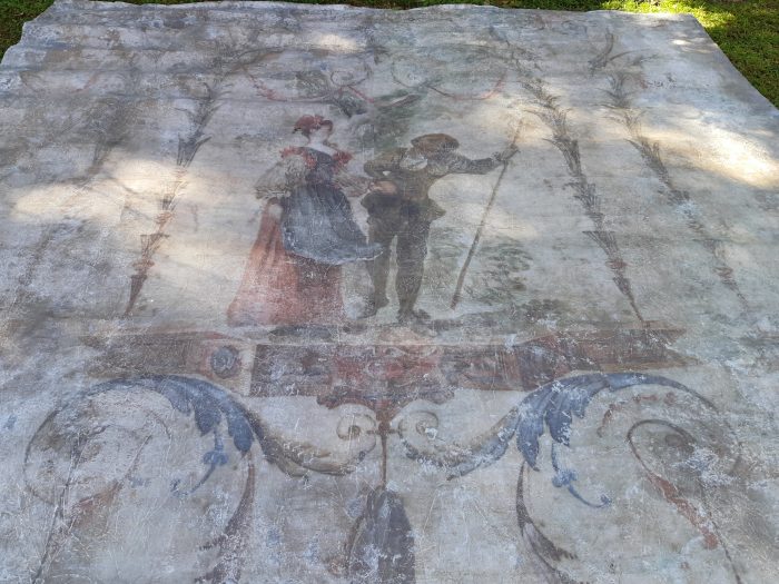 A Large wall panel painting depicting a lady and a gentleman - Image 9