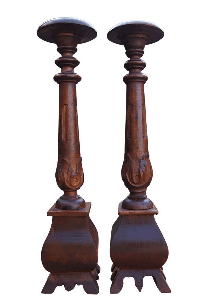 Pair Wooden Candlesticks