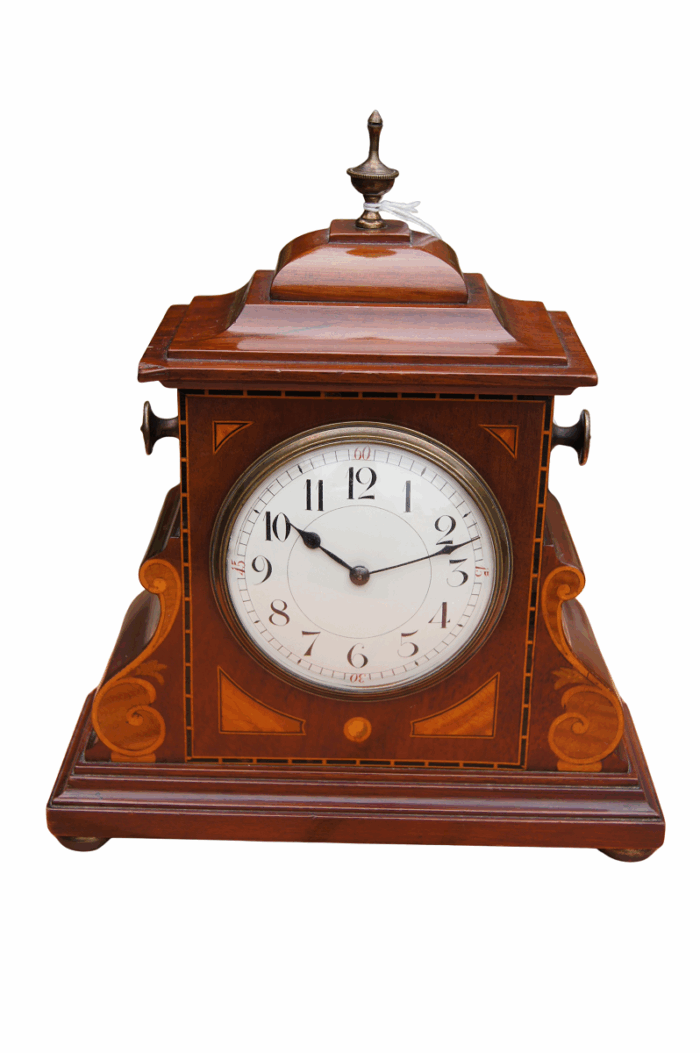 Edwardian Mahogany Inlaid Mantle Clock