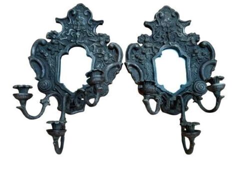 A Pair Of 20th Century Iron & Painted Wall Sconces In Baroque Taste