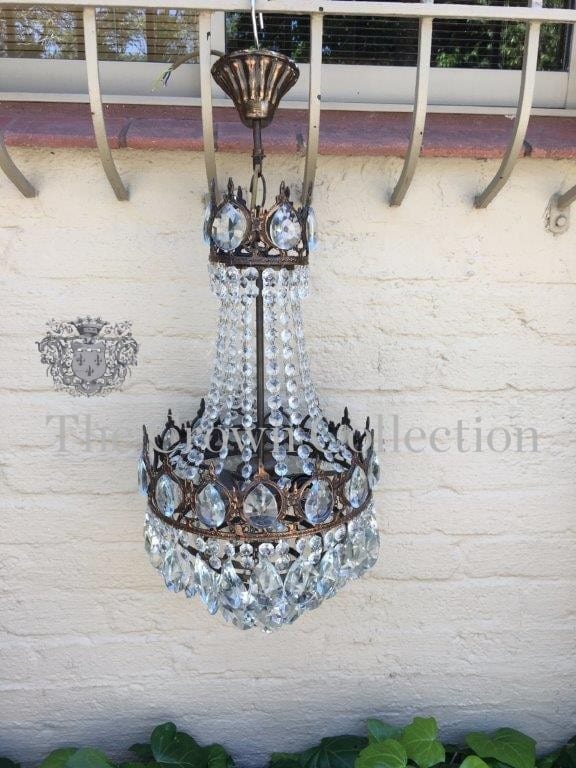 Vintage French Basket Style Crystal Chandelier Circa 1940 The Vintage French Basket Style Crystal Chandelier