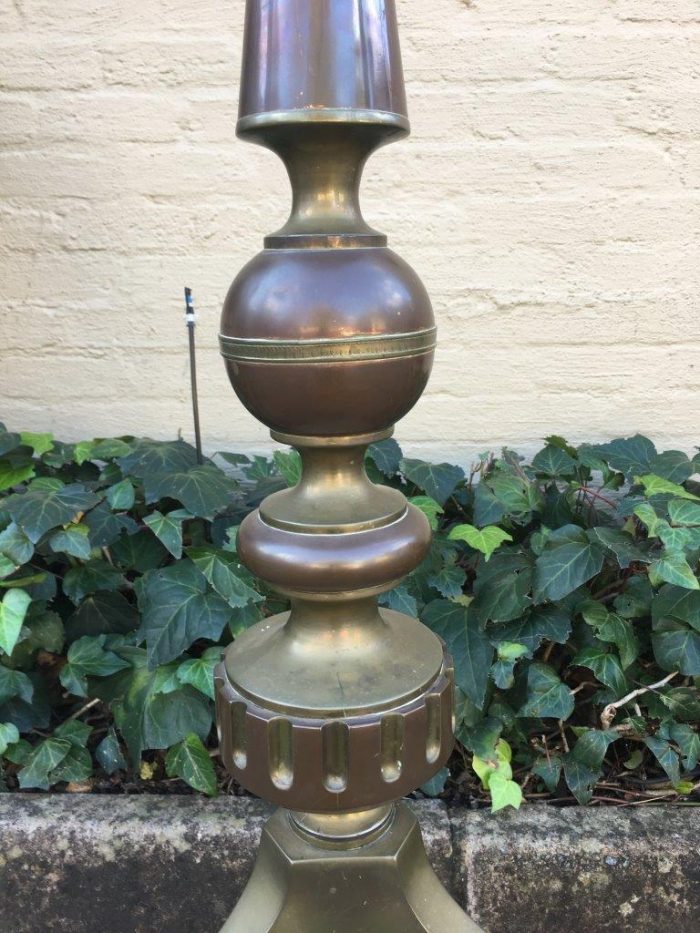 19th Century Very Large & Rare Brass Church Single Candle Holder with Cherub Detail - Image 6
