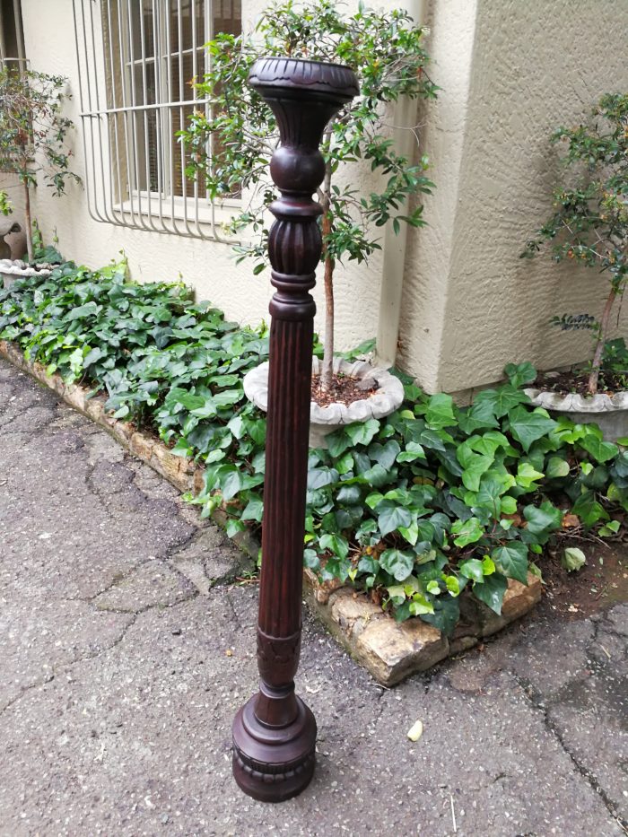 Pair of Hand Carved Wooden Oversized Candle Sticks - Image 5
