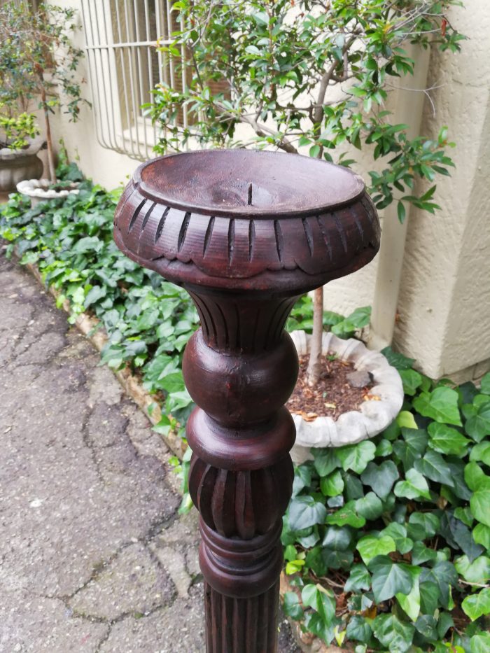 Pair of Hand Carved Wooden Oversized Candle Sticks - Image 6
