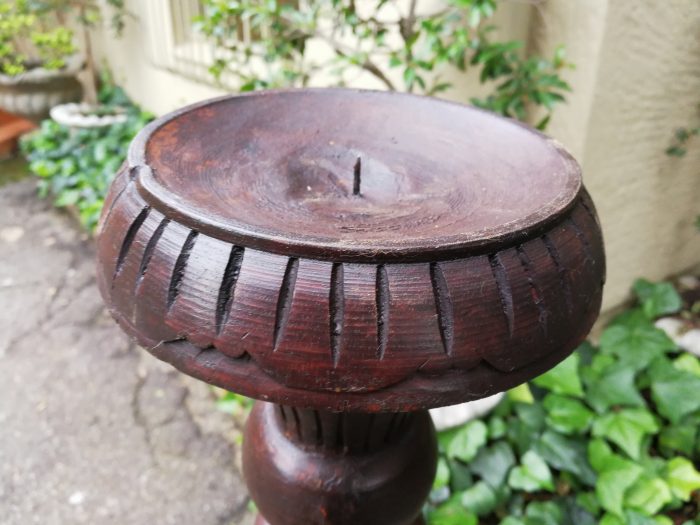 Pair of Hand Carved Wooden Oversized Candle Sticks - Image 7
