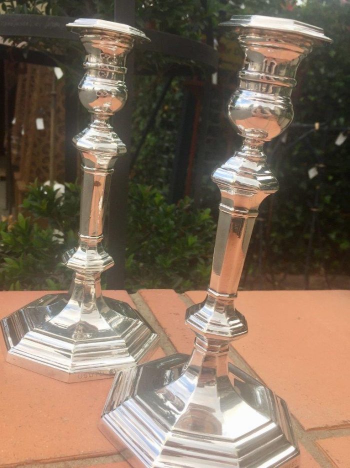 Pair of Mappin & Webb plated candlesticks - Image 2
