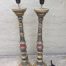 Pair of tall painted wooden lamps