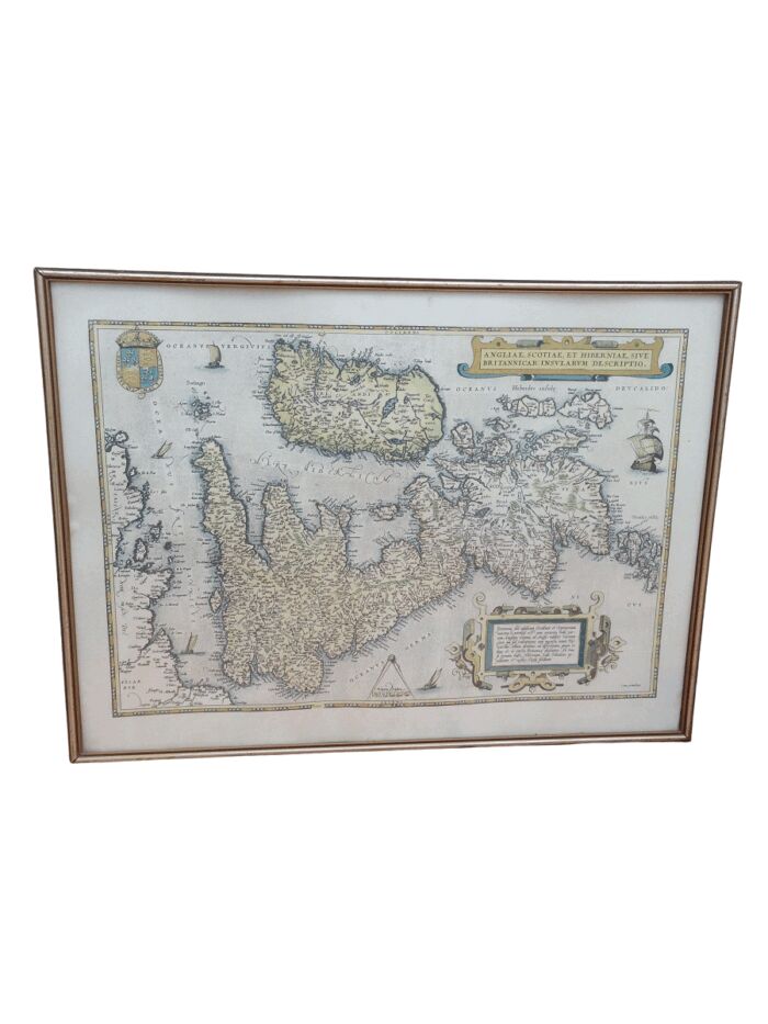 Angliae, Scotiae, Et Hiberniae Sive Britannicar Map By Ortelius 1570's Framed Reproduction Print
