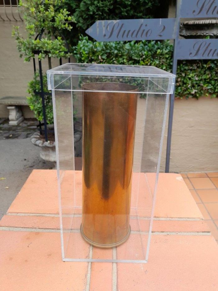 Brass Cannon Shell Circa 1955 in Perspex Box - Image 2