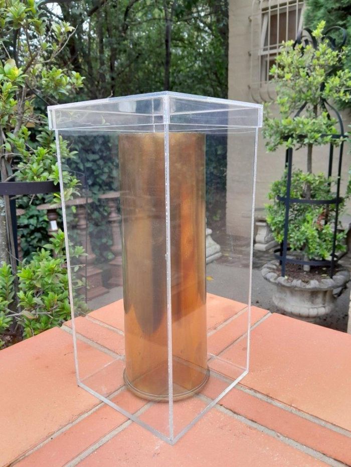 Brass Cannon Shell Circa 1955 in Perspex Box - Image 3