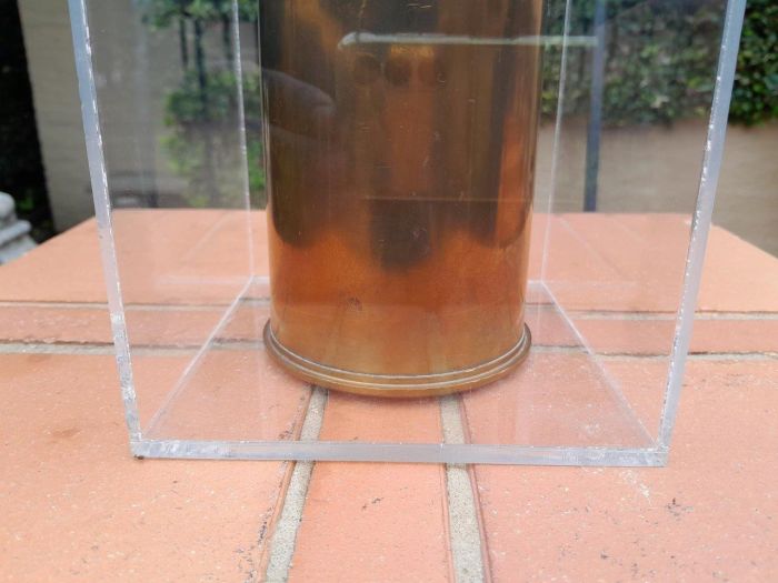Brass Cannon Shell Circa 1955 in Perspex Box - Image 4