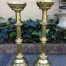 Pair of antique brass alter candlesticks