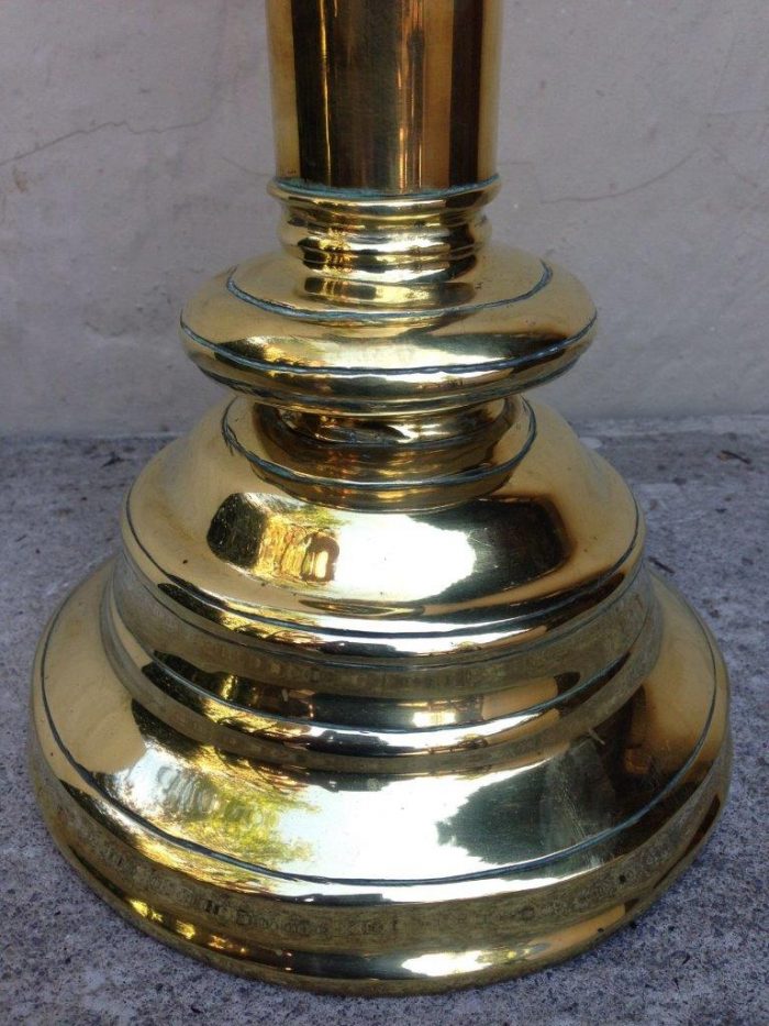 Pair of antique brass alter candlesticks, 19th century - Image 4