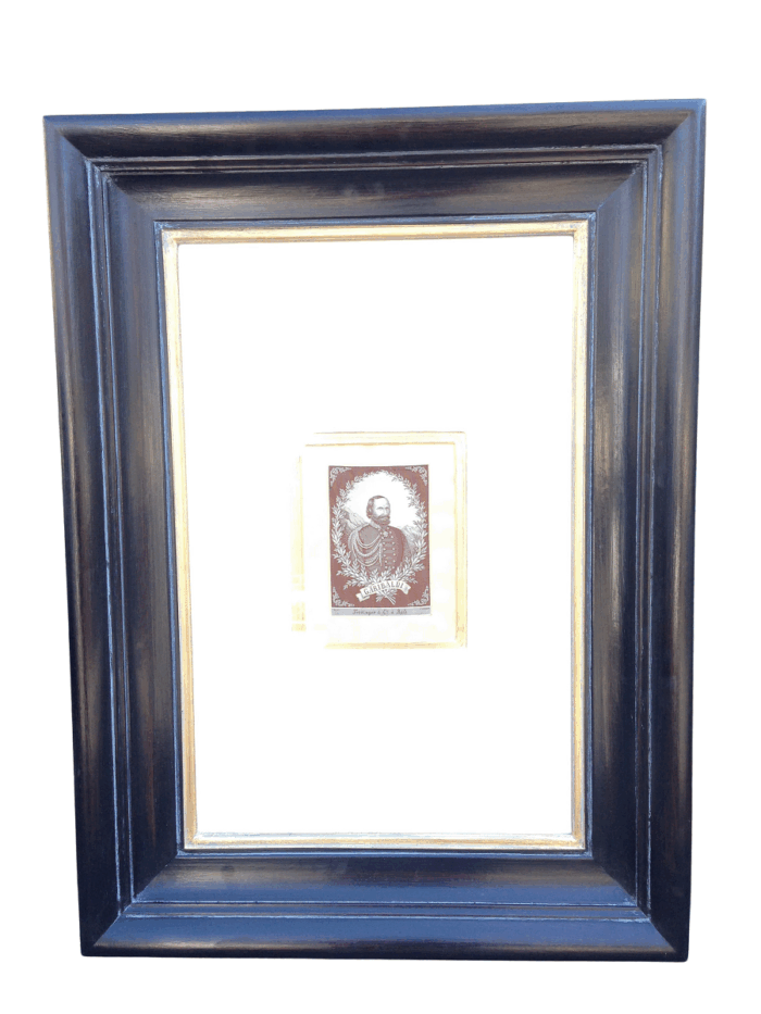 Very Rare and Original, Framed Embroidered Silk of Italian General Giuseppe Garibaldi