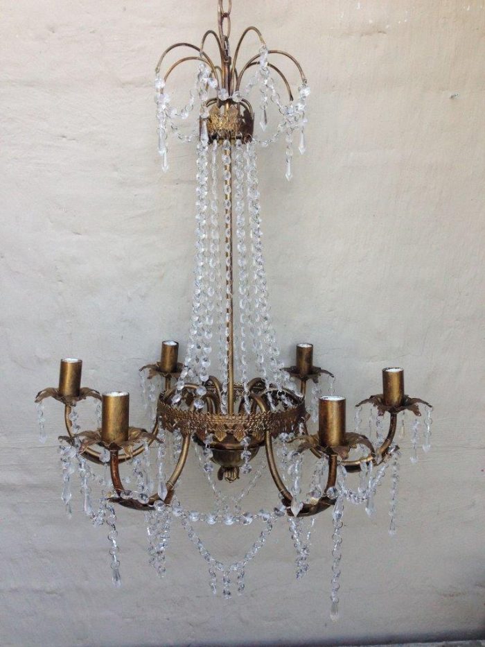 Vintage Glass/Crystal Chandelier - 6 Arm - Image 2