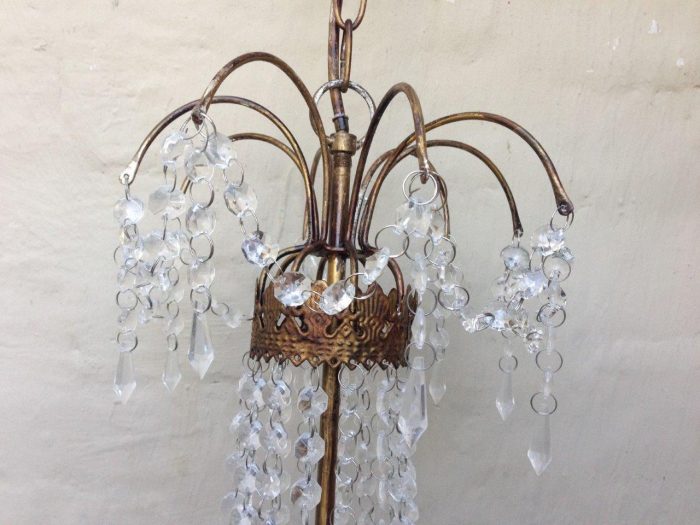 Vintage Glass/Crystal Chandelier - 6 Arm - Image 5