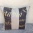 Imported Linen With Stripe and Hand Painted Script Fabric Cushions - ND