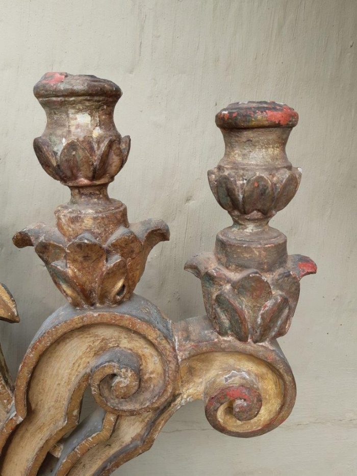 A 19th Century Pair Of Italian Five-Light Giltwood Candelabra - Image 12