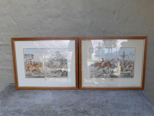 Pair Of Framed Victorian 19th Century Hunting Lithographs