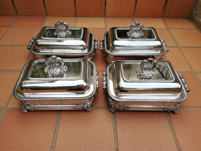 A Late 18th Century Set of 4 Old Sheffield Plate Entree Dishes and Warming Dishes - Image 2