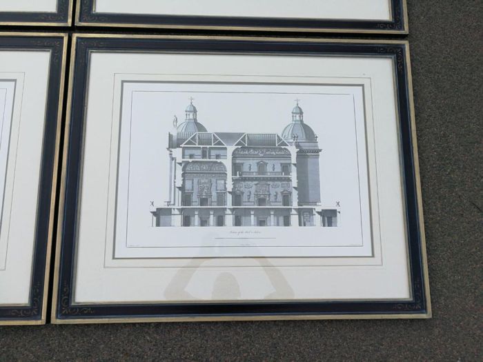 A Set of 10  William Chambers Rare Vintage Architectural Prints in Handmade Wooden Frames with Gilt Mountings. Circa 1980 - Image 4