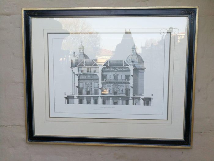 A Set of 10  William Chambers Rare Vintage Architectural Prints in Handmade Wooden Frames with Gilt Mountings. Circa 1980 - Image 5