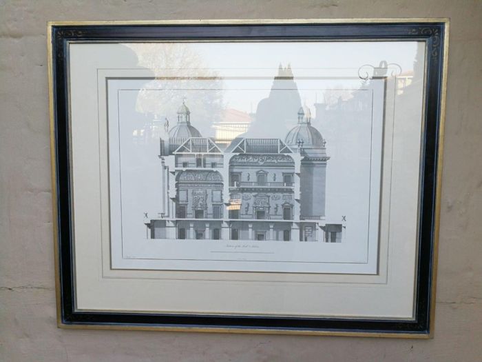 A Set of 10  William Chambers Rare Vintage Architectural Prints in Handmade Wooden Frames with Gilt Mountings. Circa 1980 - Image 6