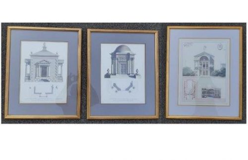 A Set Of Three (3) Neoclassical Architectural Studies ( Photolithograph)