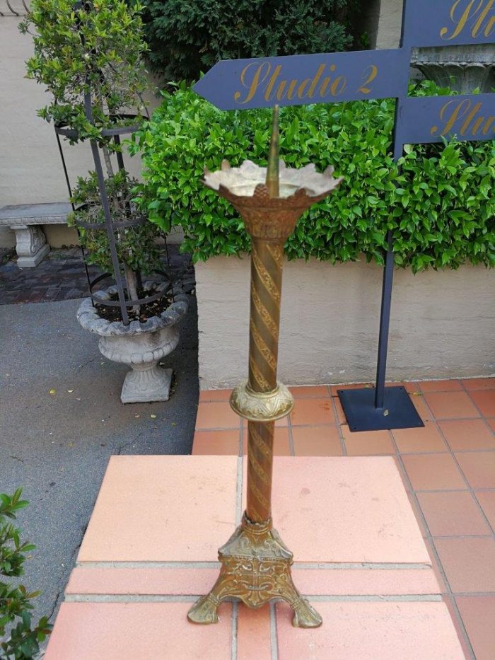 French Antique (Circa 1850) Solid Brass Candlestick - Image 3