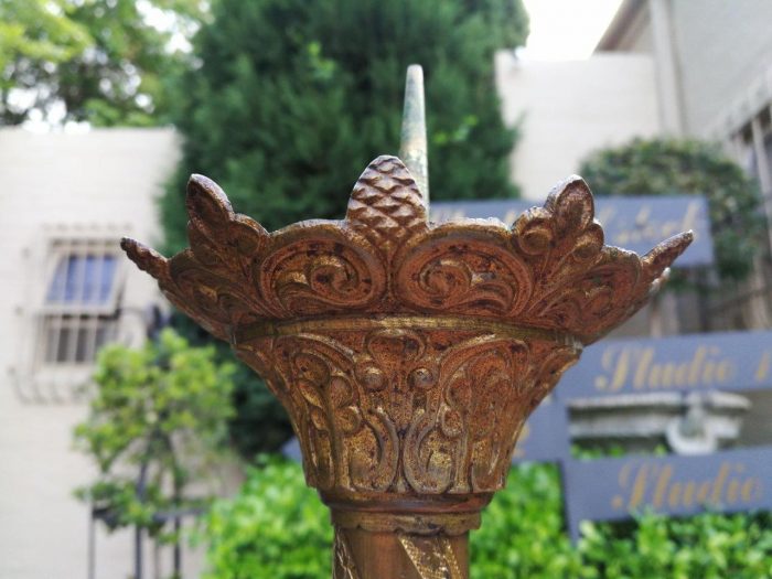 French Antique (Circa 1850) Solid Brass Candlestick - Image 4