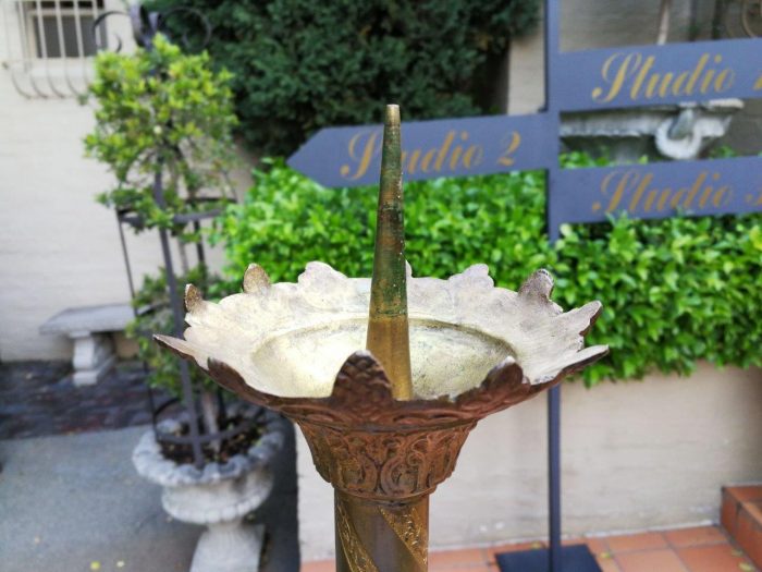 French Antique (Circa 1850) Solid Brass Candlestick - Image 5