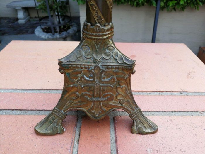 French Antique (Circa 1850) Solid Brass Candlestick - Image 6