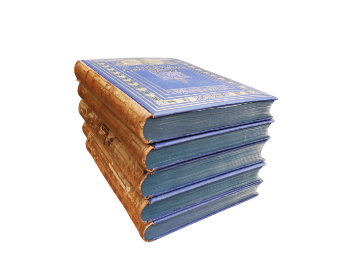 Set Of Five (5) Highly Decorative Very Large And Heavy Antique Grande Geographie Bong Books Circa 1912