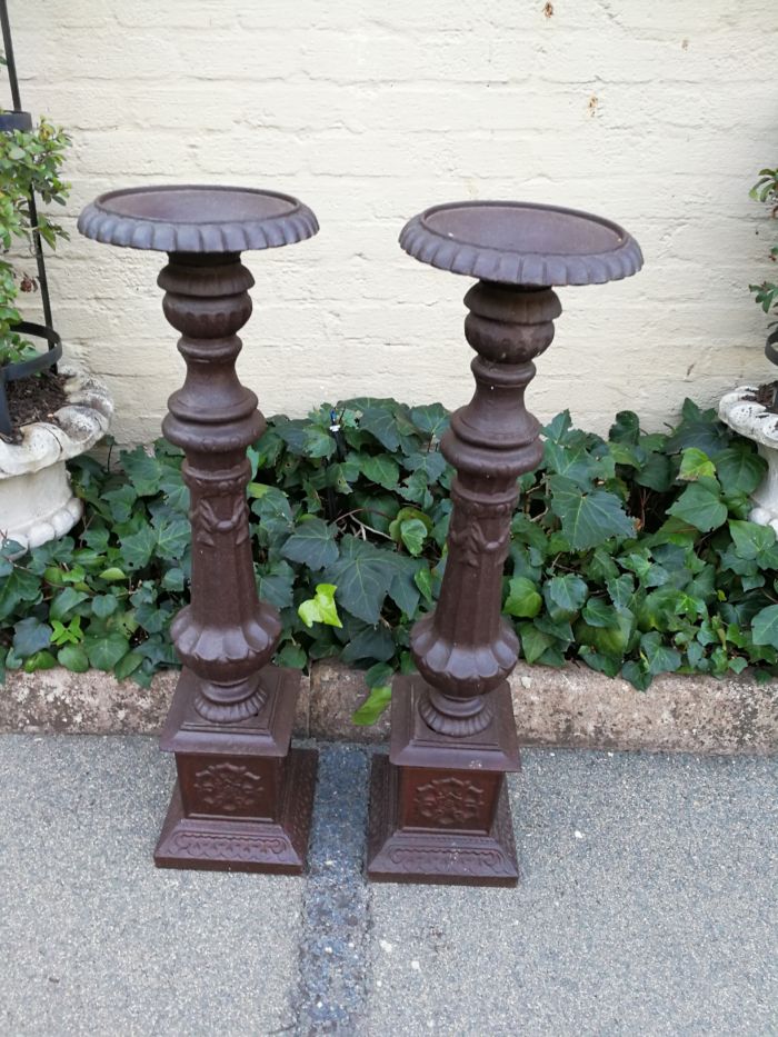Pair Of Large Antique Cast Iron Candleholder - Image 3