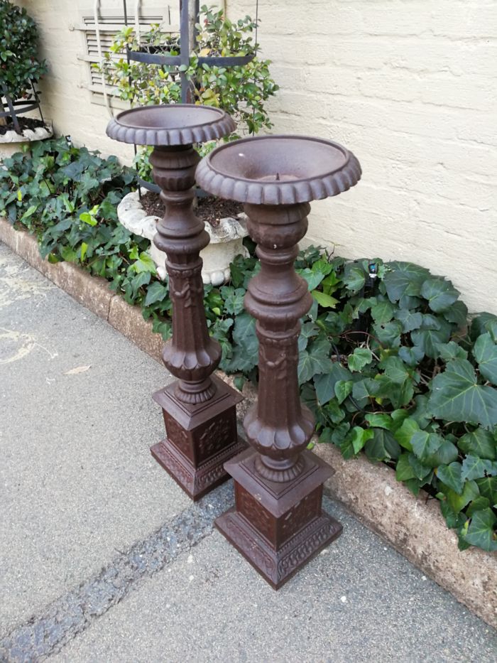 Pair Of Large Antique Cast Iron Candleholder - Image 4