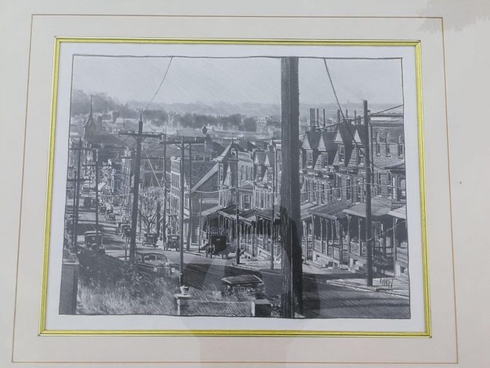An Oil & Water Colour Framed Print Depicting The Vintage City Of Pennsylvania - Image 3