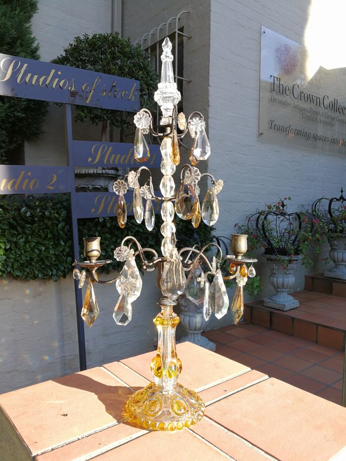 A Pair Of Glass And Metal Lustre Candelabra ND - Image 4