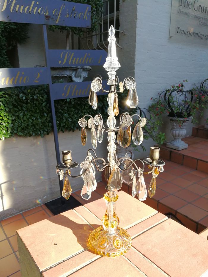 A Pair Of Glass And Metal Lustre Candelabra ND - Image 5