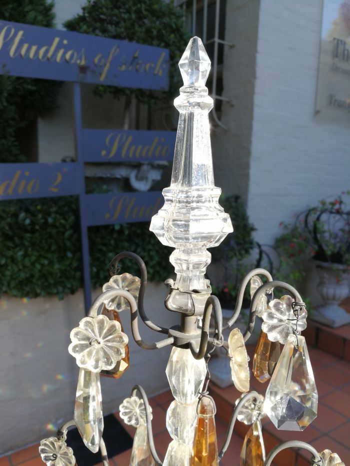 A Pair Of Glass And Metal Lustre Candelabra ND - Image 6