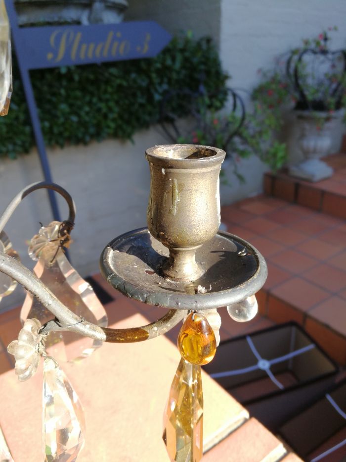 A Pair Of Glass And Metal Lustre Candelabra ND - Image 7